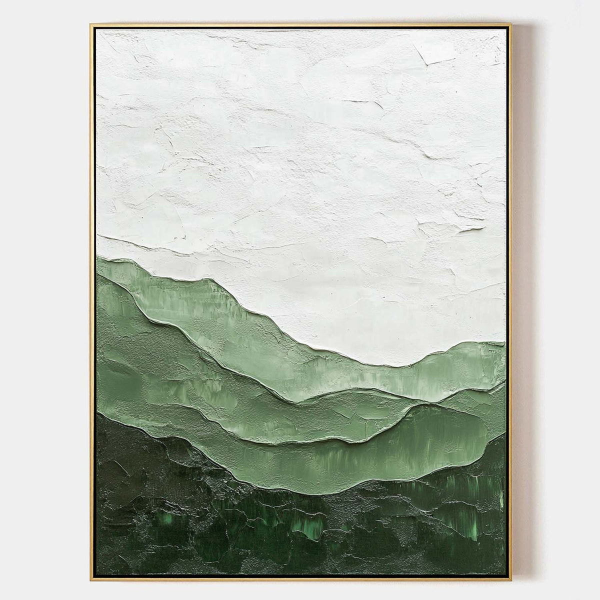 Vertical Layered Sage Mountain Textured Canvas