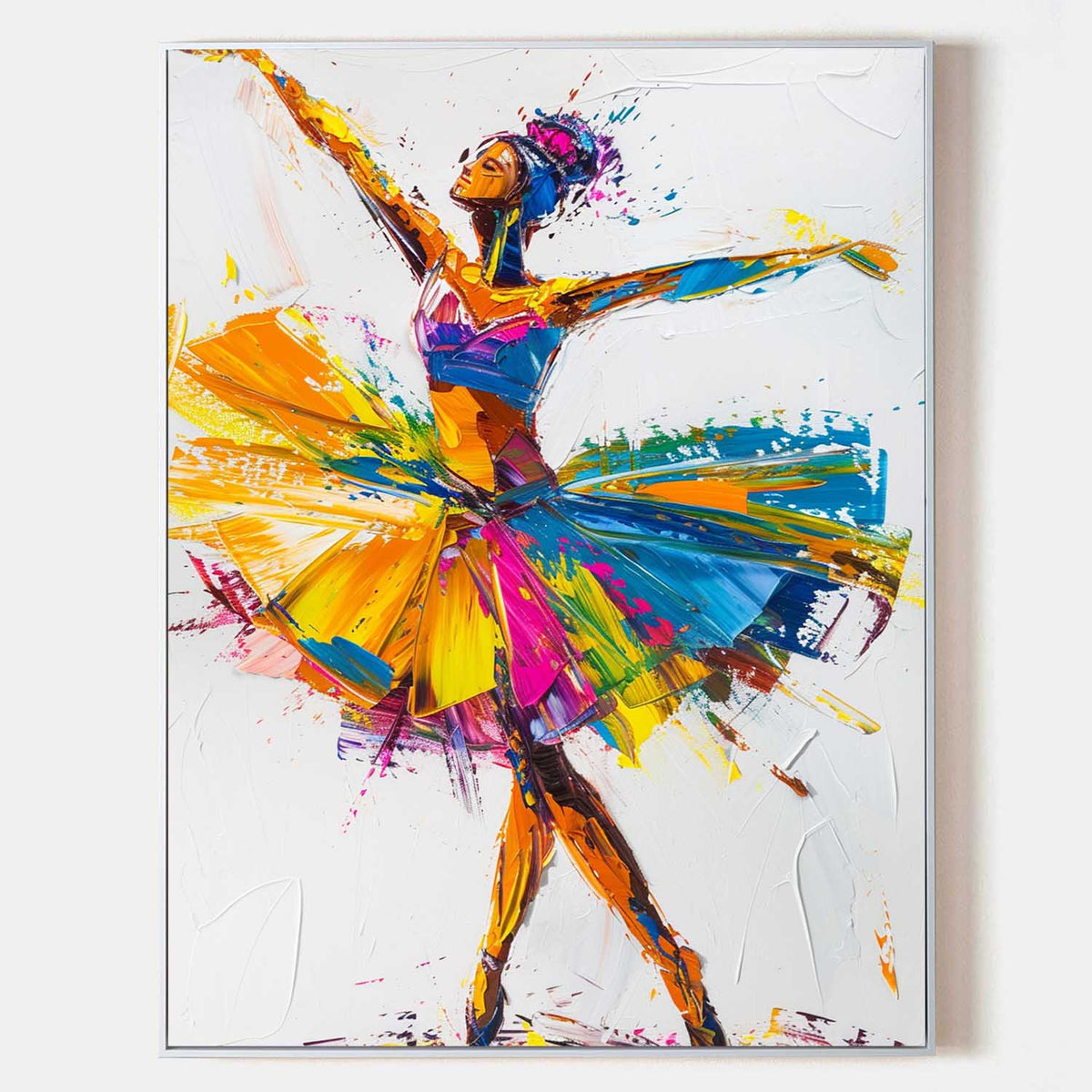 Radiant Motion Colorful Ballerina Oil Painting