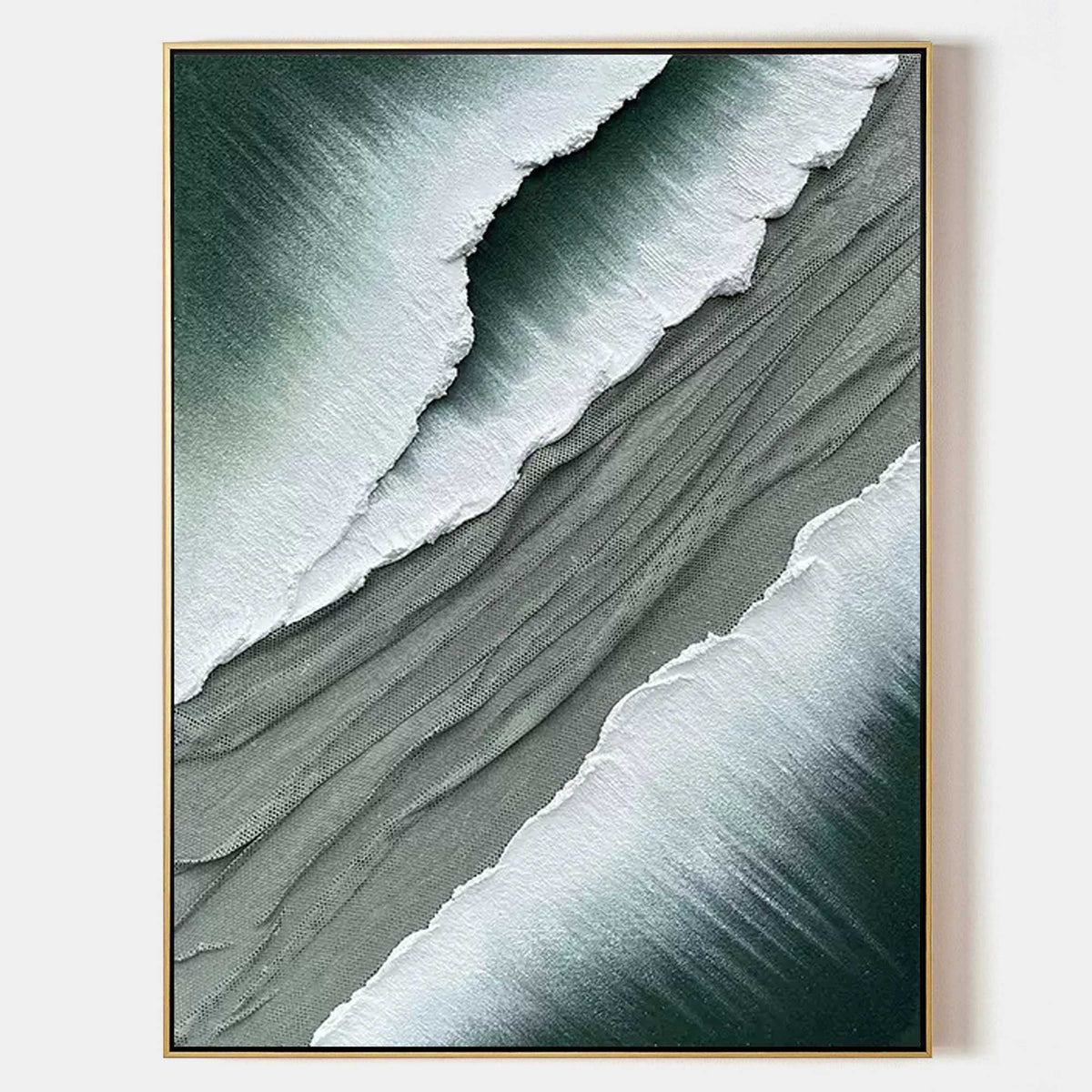 Wall Art Square Abstract Ocean Wave Deep Green