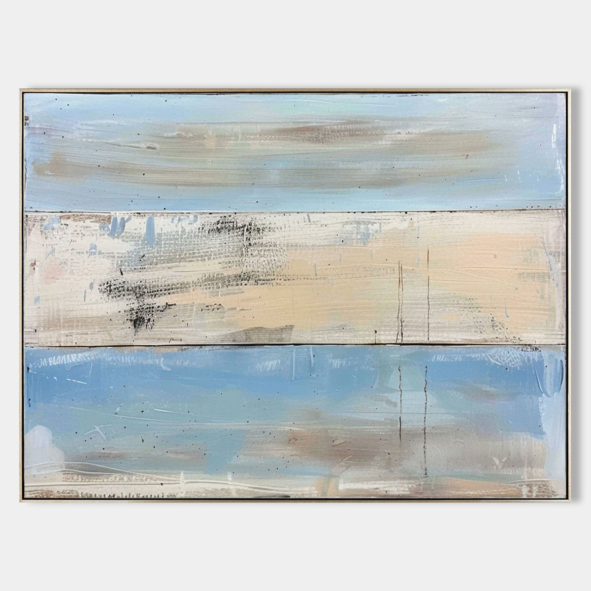 Soft Coastal Art Blue-Neutral Textures & Distressed Painting