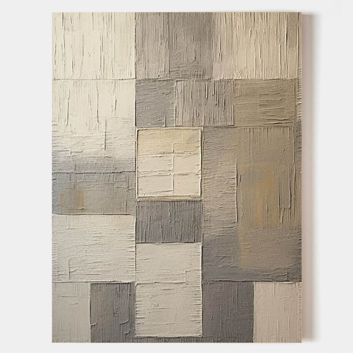Neutral Geometric Abstract Bas-Relief Painting