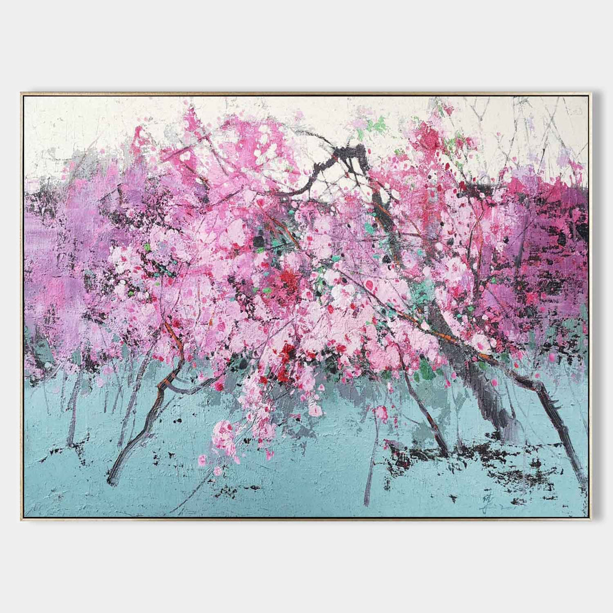 Hyperrealism Art Vibrant Cherry Blossom Tree Painting