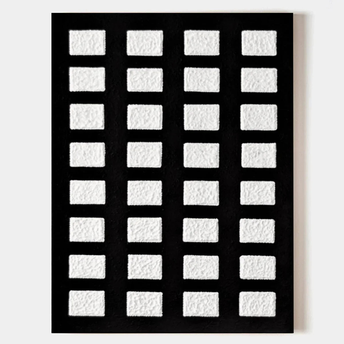 Black And White Grid Textured Wall Art
