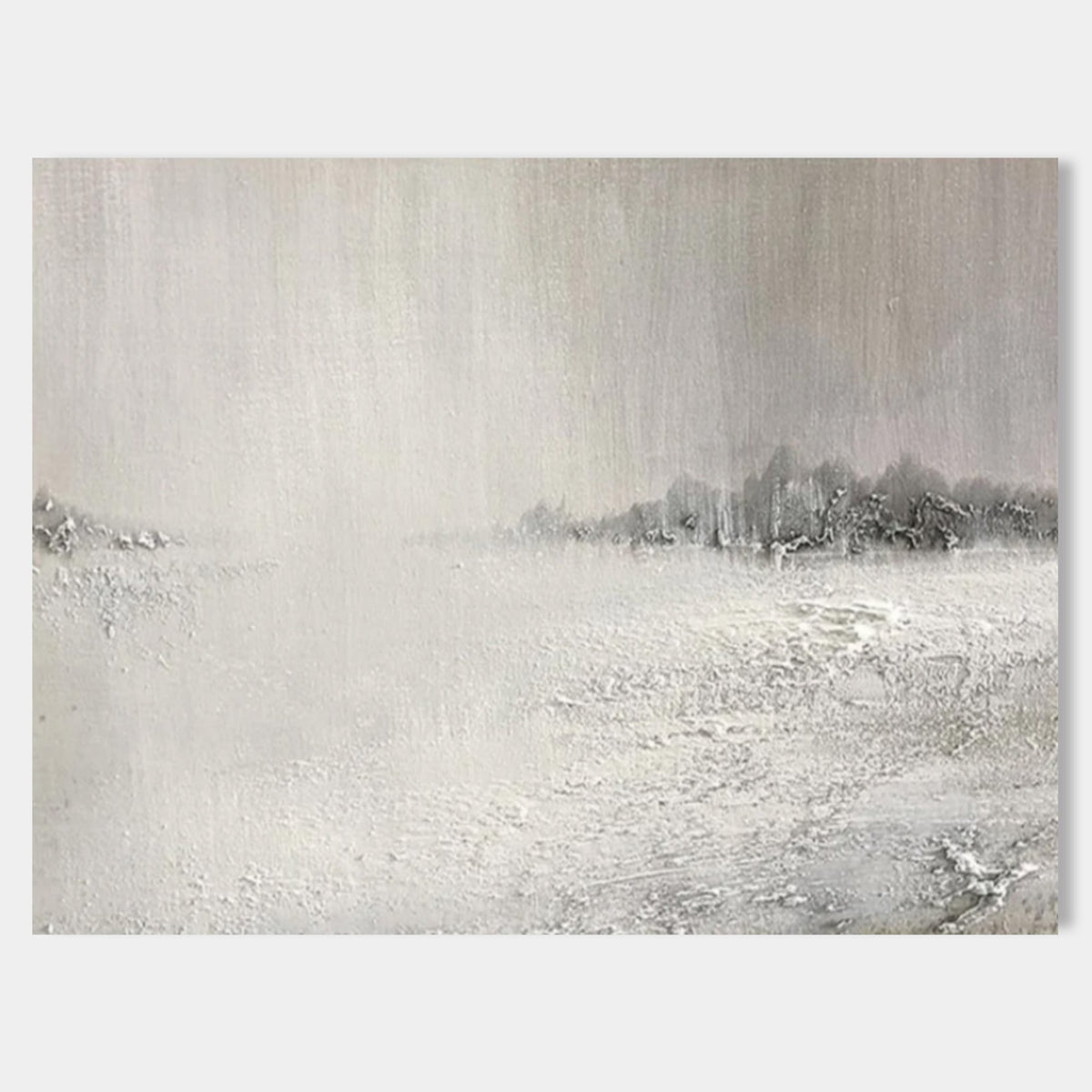 Monochrome Textured Winter Landscape Oil Painting