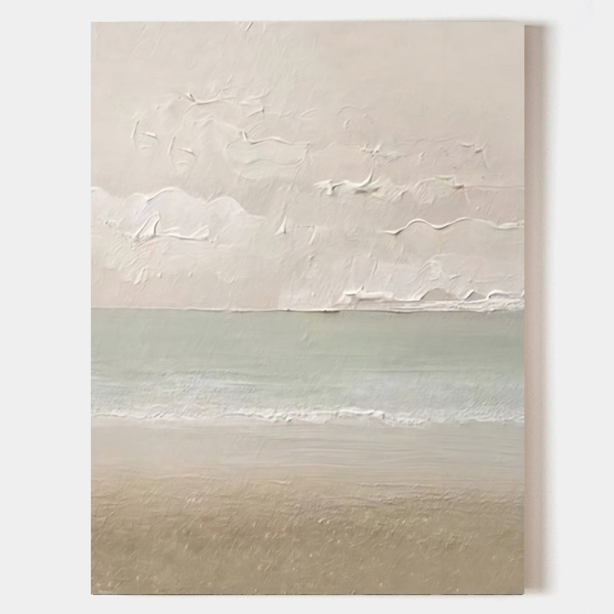 Minimalist Coastal Landscape Painting Textured Neutral