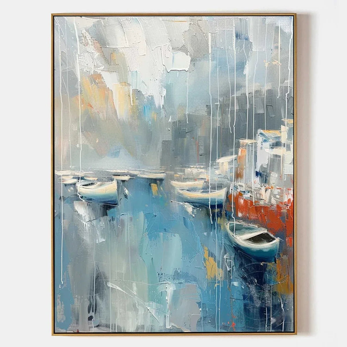 Wall Art Vertical Abstract Coastal Harbor