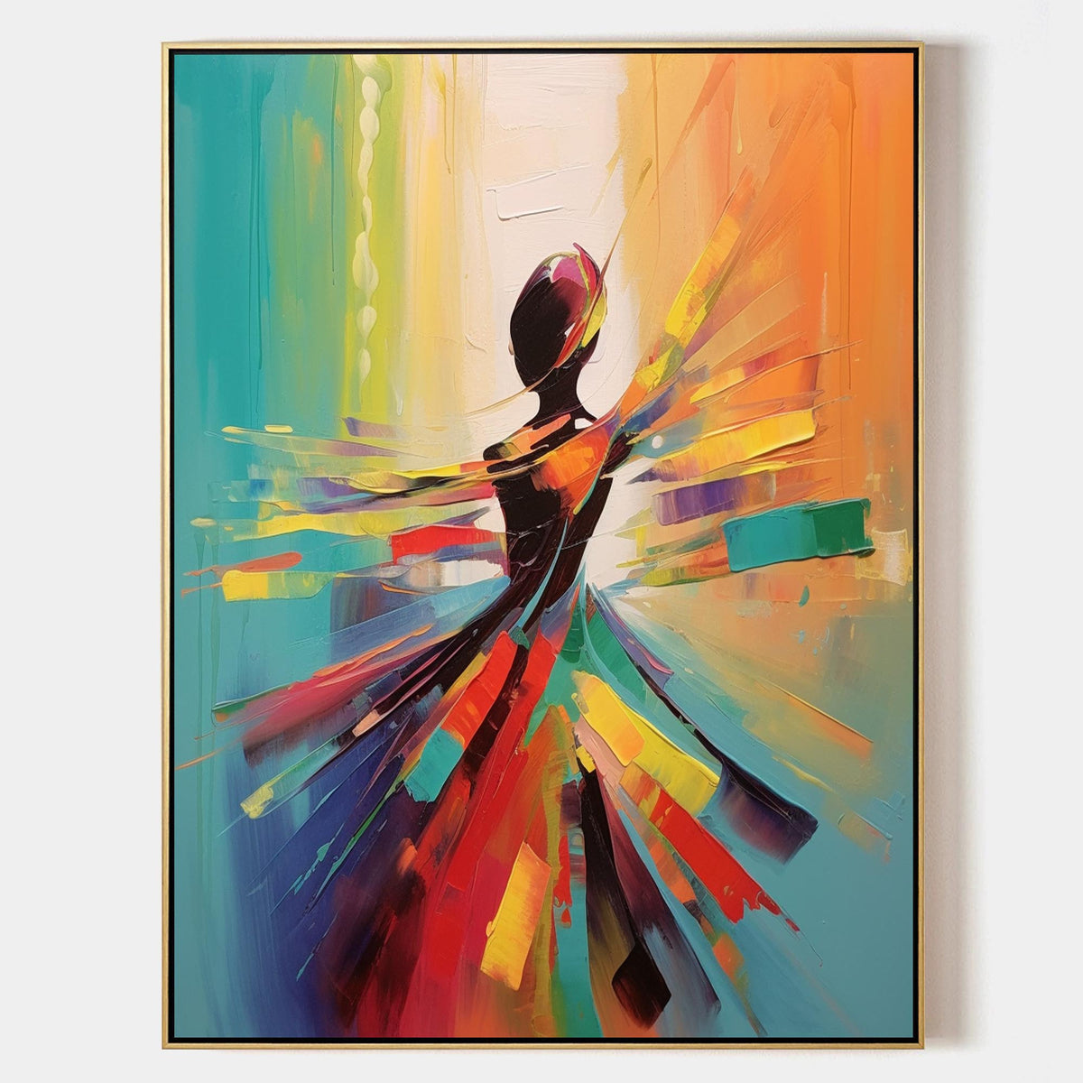 Wall Art Vibrant Dancer Silhouette Oil Painting