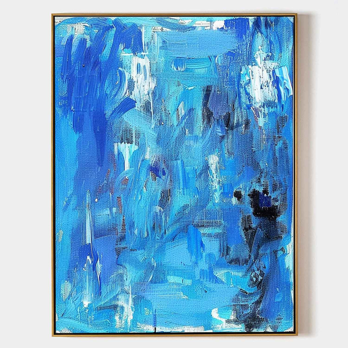 Wall Art Abstract Blue Palette Knife Texture Canvas