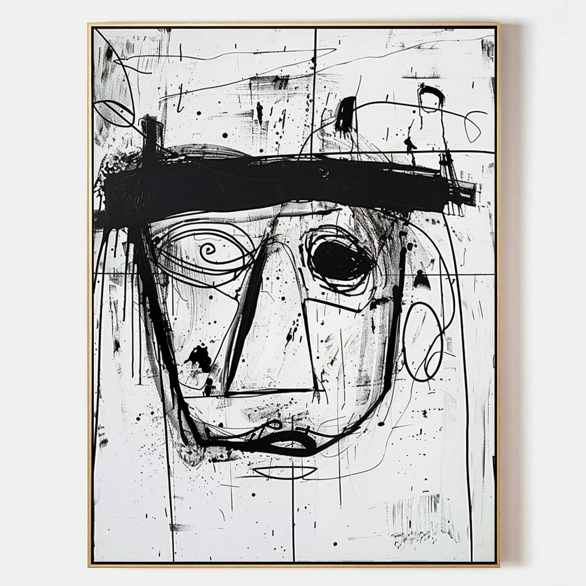 Wall Art Neo Expressionist Abstract Black Portrait