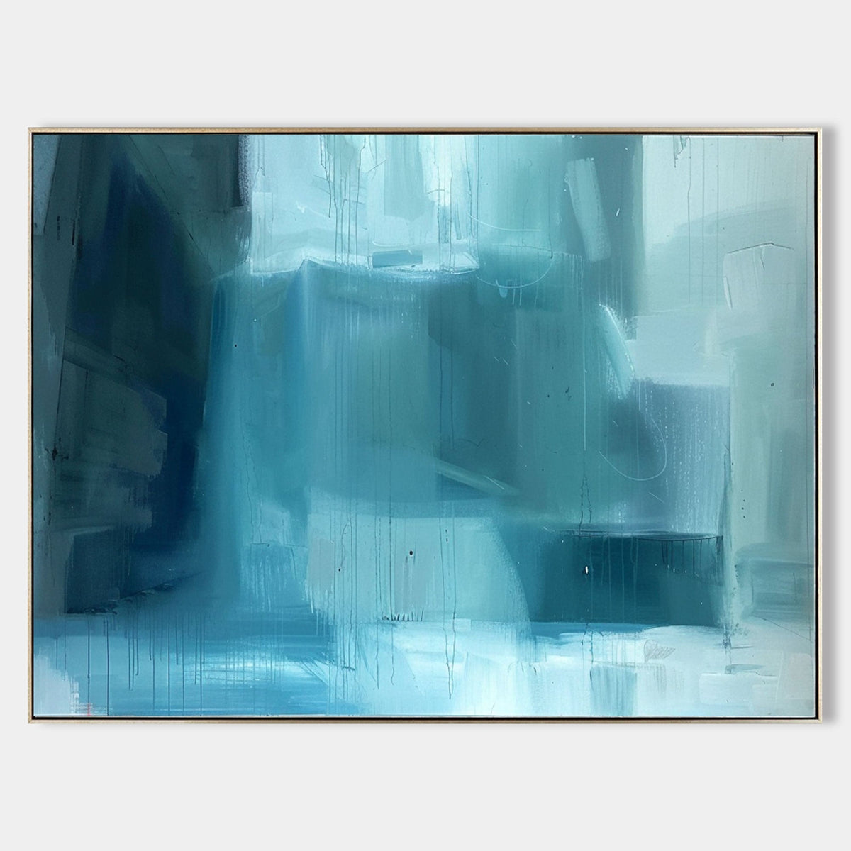 Cool-Tone Urban Oil Painting Textured Drips