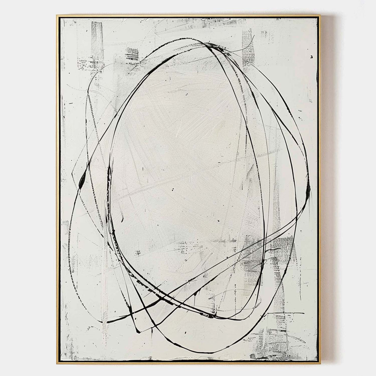 Black White Oval Painting Gestural Line