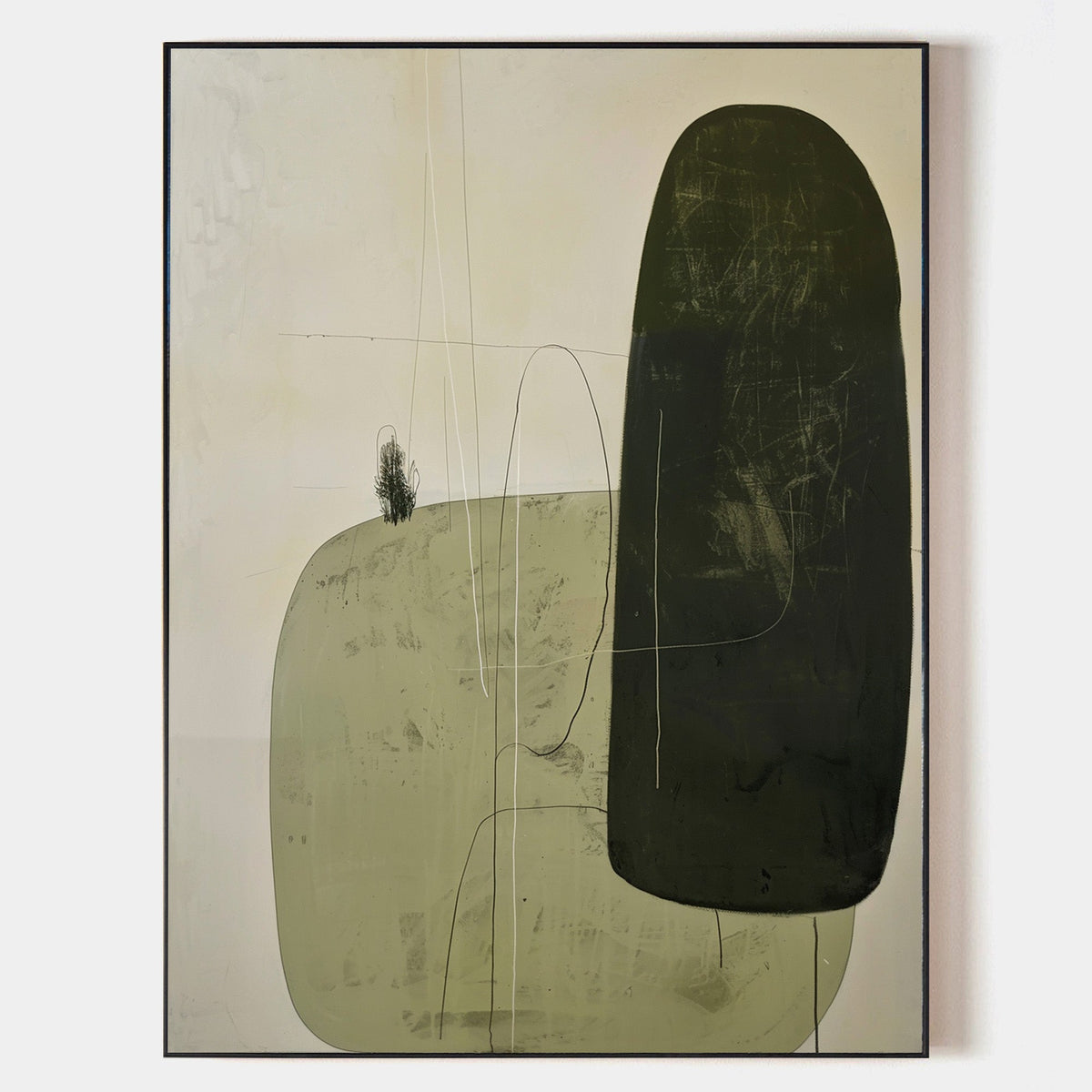 Solitary Forms in Moss Green Art