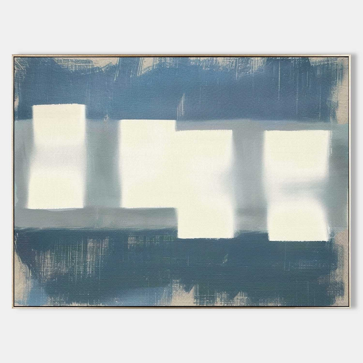 Wall Art Layered  Blue Subtle White Abstract