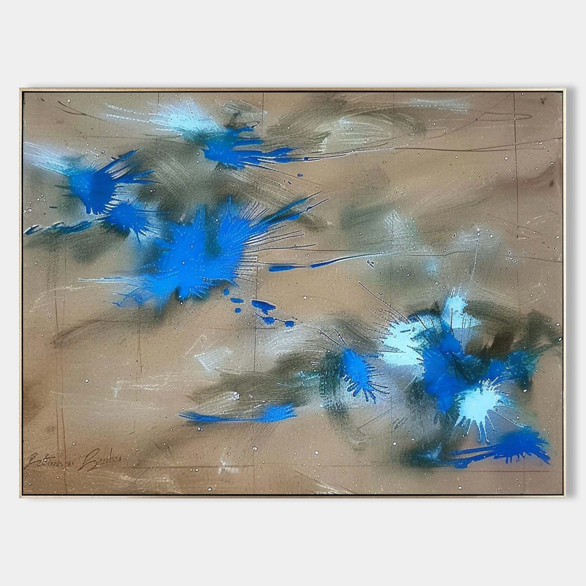 Abstract Expressionist Blue Explosion Painting