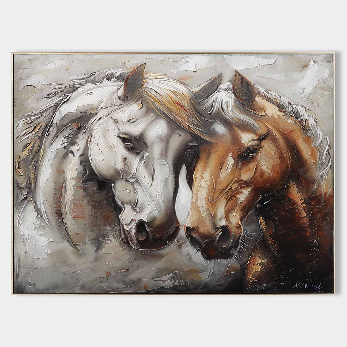 Wall Art Palette Knife Two Horses