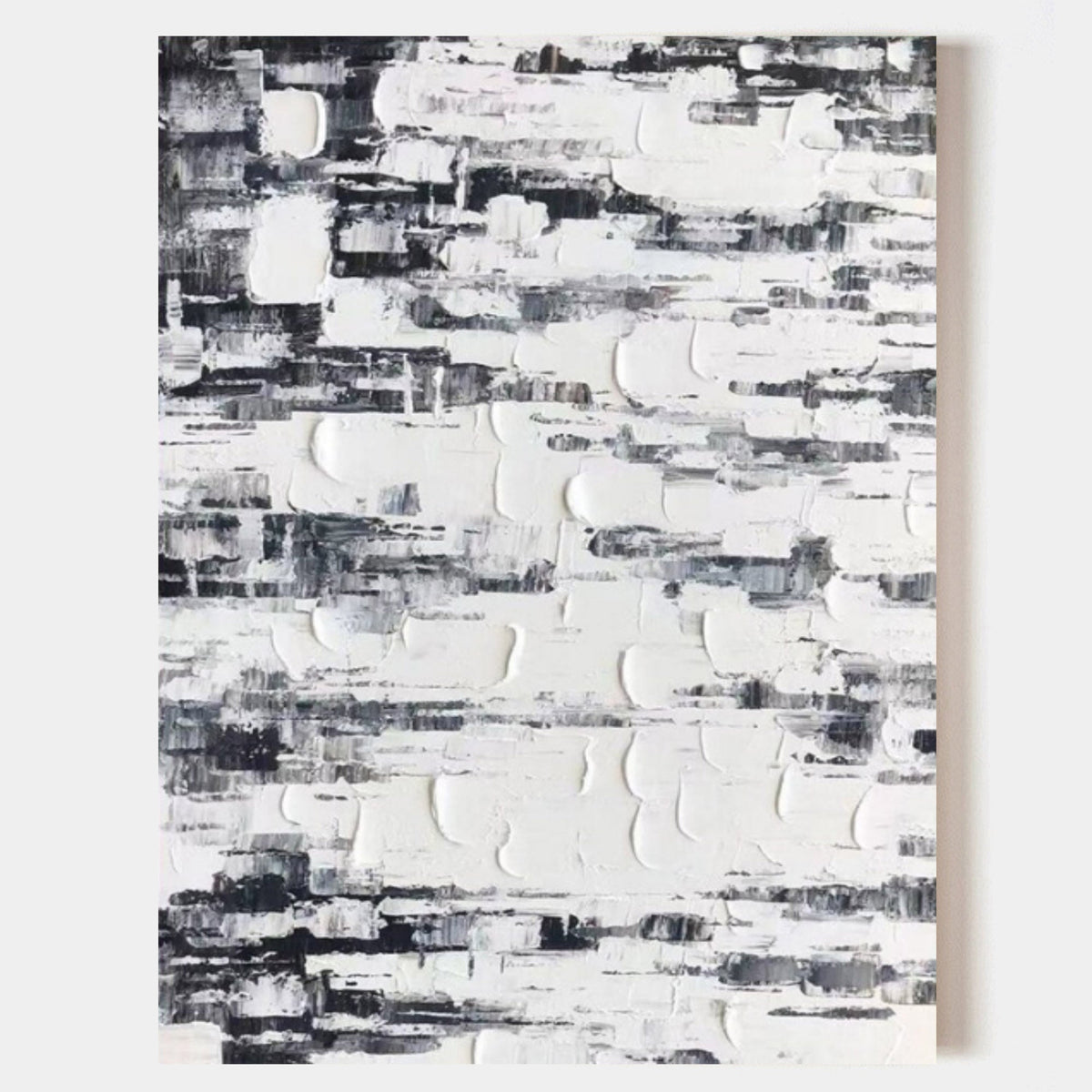 Black White Impasto Abstract Oil Textured Painting