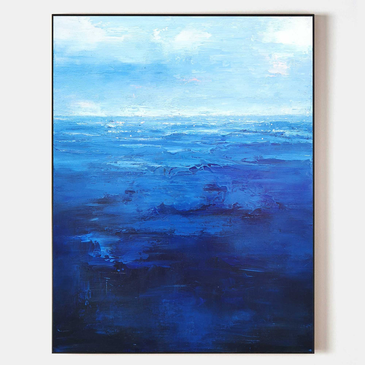 Deep Blue Seascape Oil Painting Vertical Wall Art