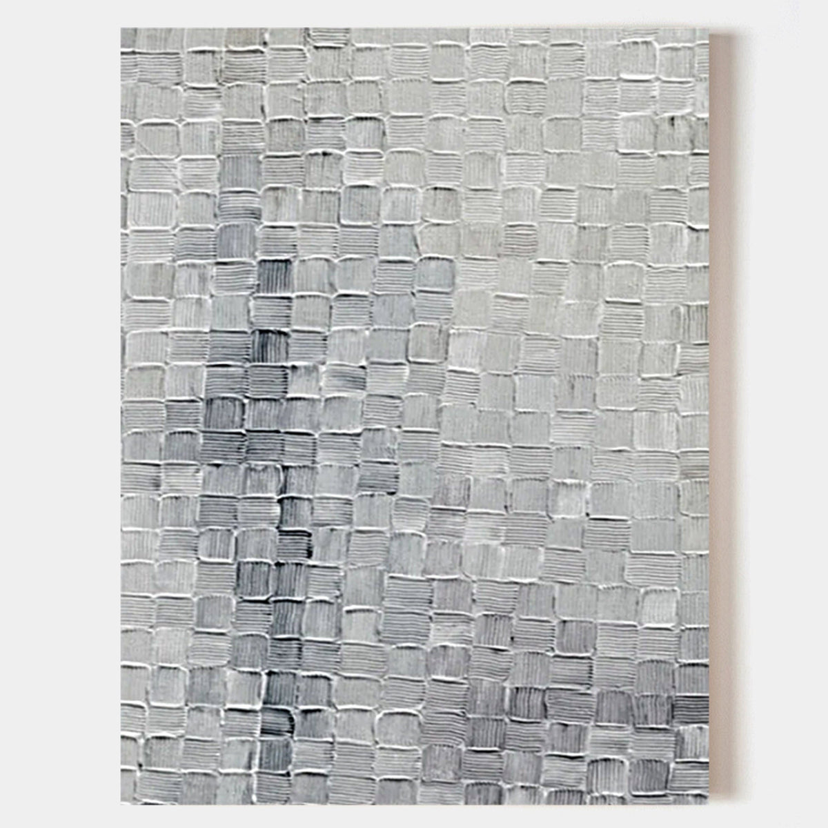 Silver Gray Textured Grid Wall Art