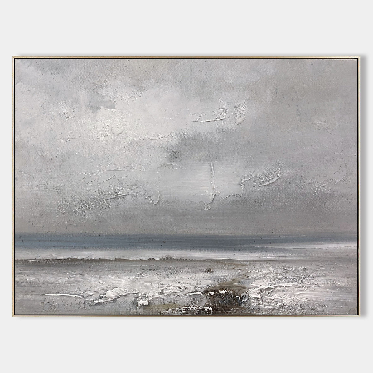 Textured Neutral Coastal Ocean Scene  Wall Art