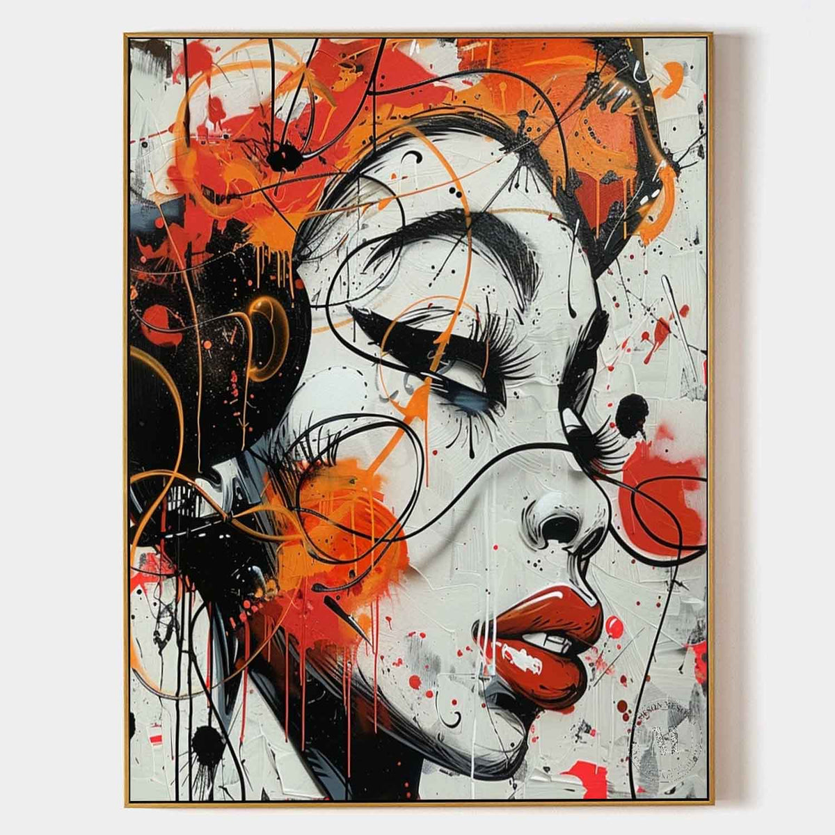 Wall Art Female Portrait Bold Orange