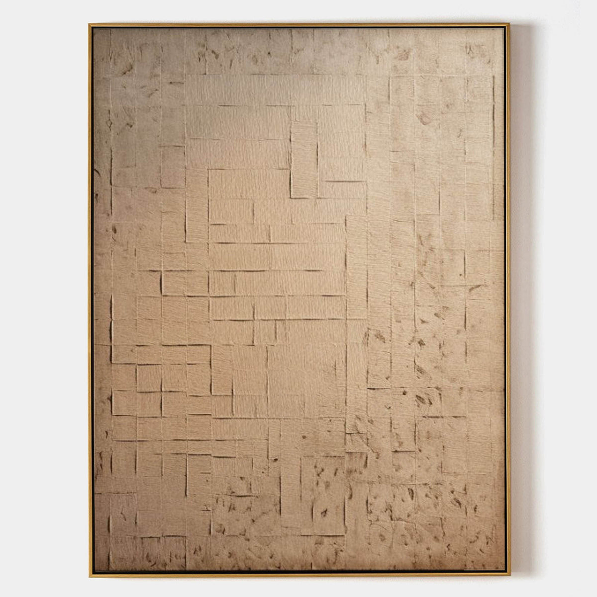 Light Brown Textured Geometric Patchwork Wall Art