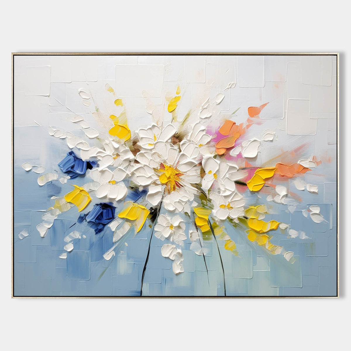 Tactile Impasto Floral Oil Painting Blooms Framed