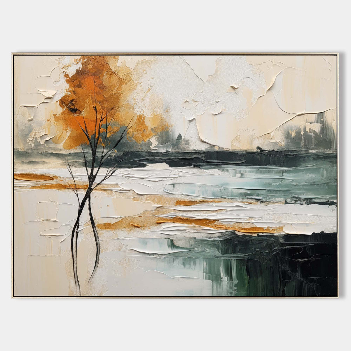 Autumn Landscape Painting Impasto Textured Wall Art