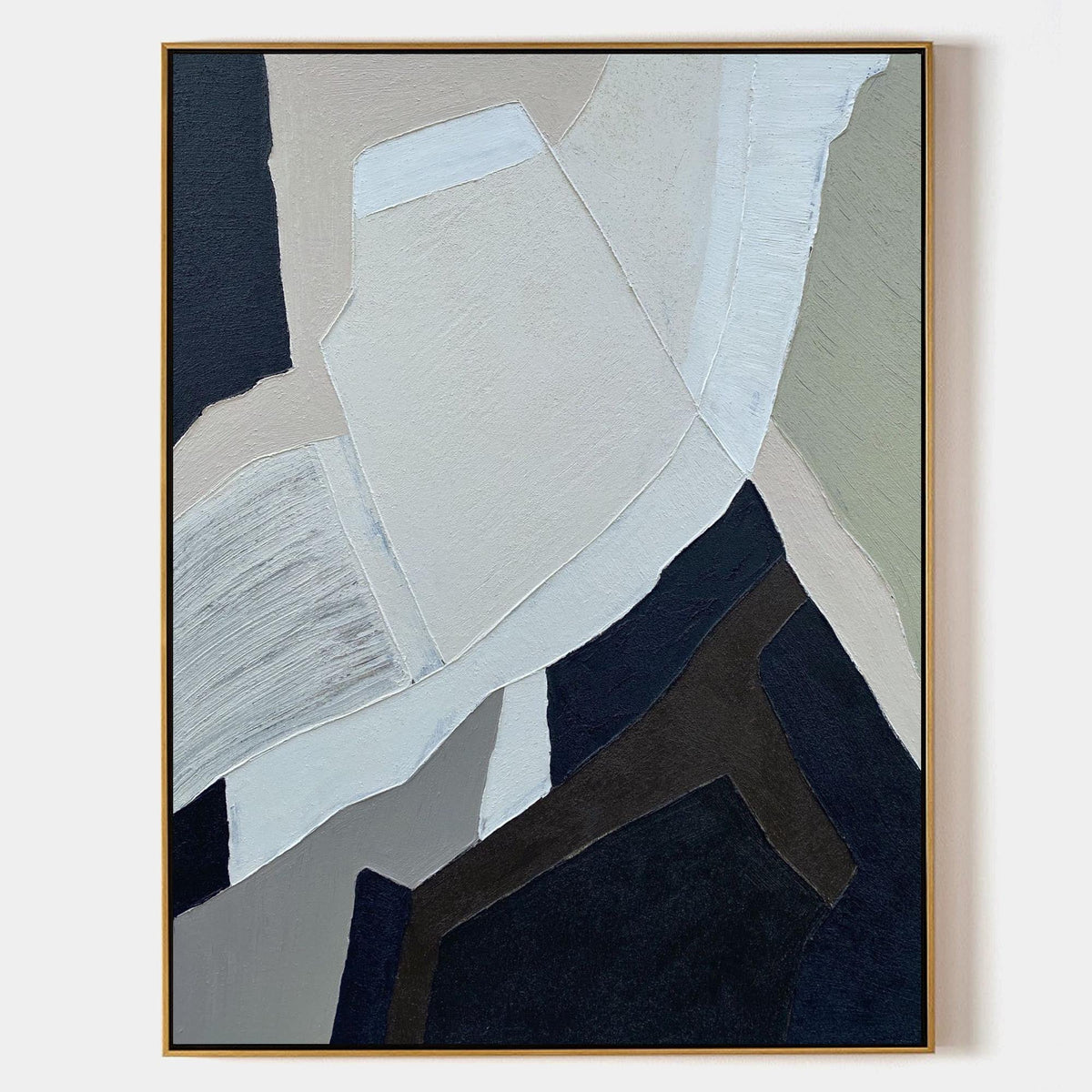 Organic Geometric Collage Painting Vertical