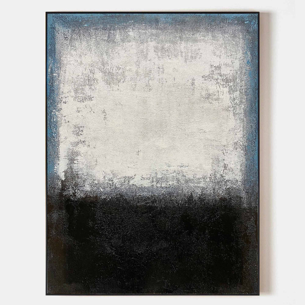 Minimalist Indigo Edge Abstract Oil Painting