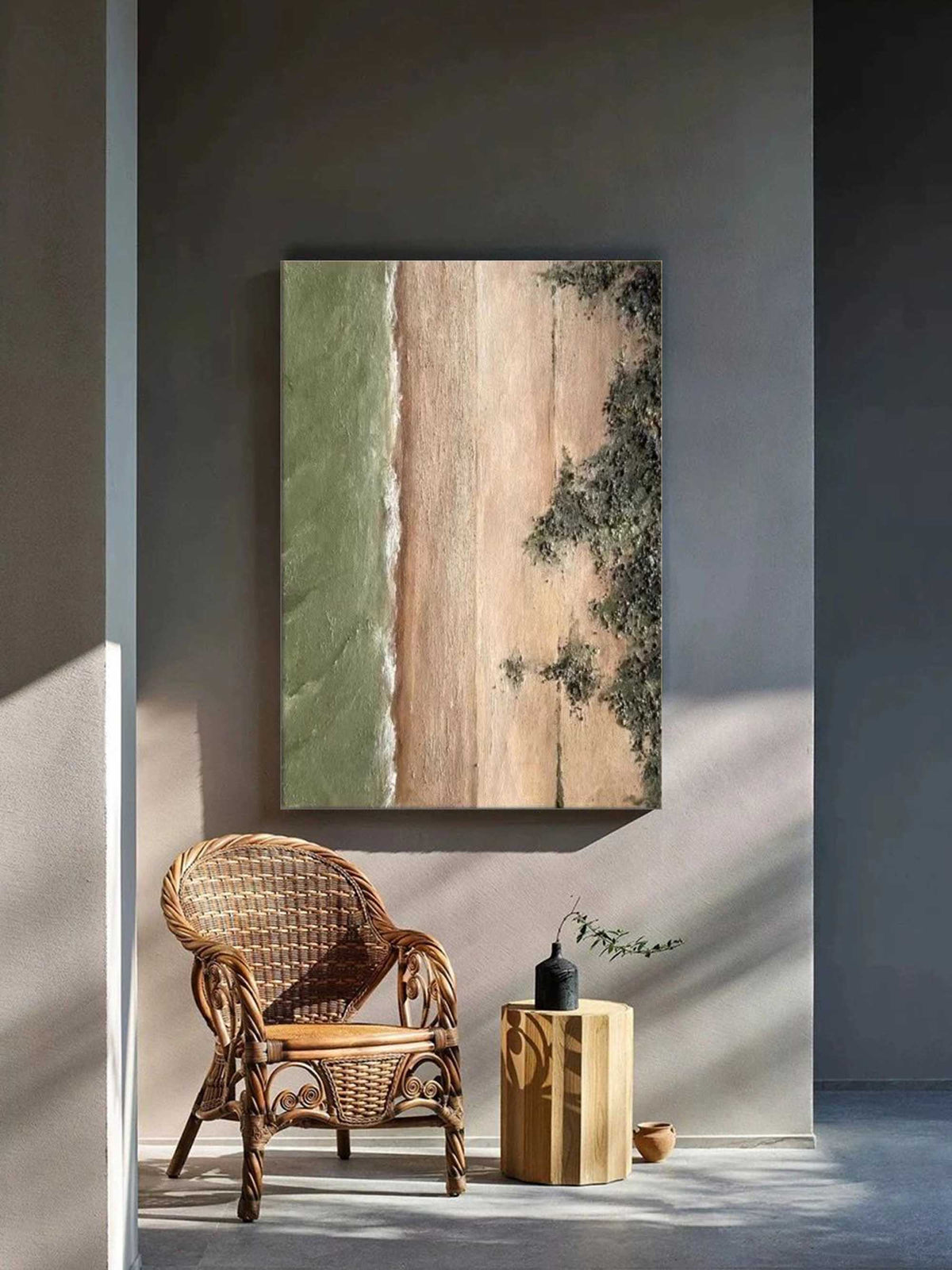 Wall Art Vertical Abstract Coastal Grove Sage
