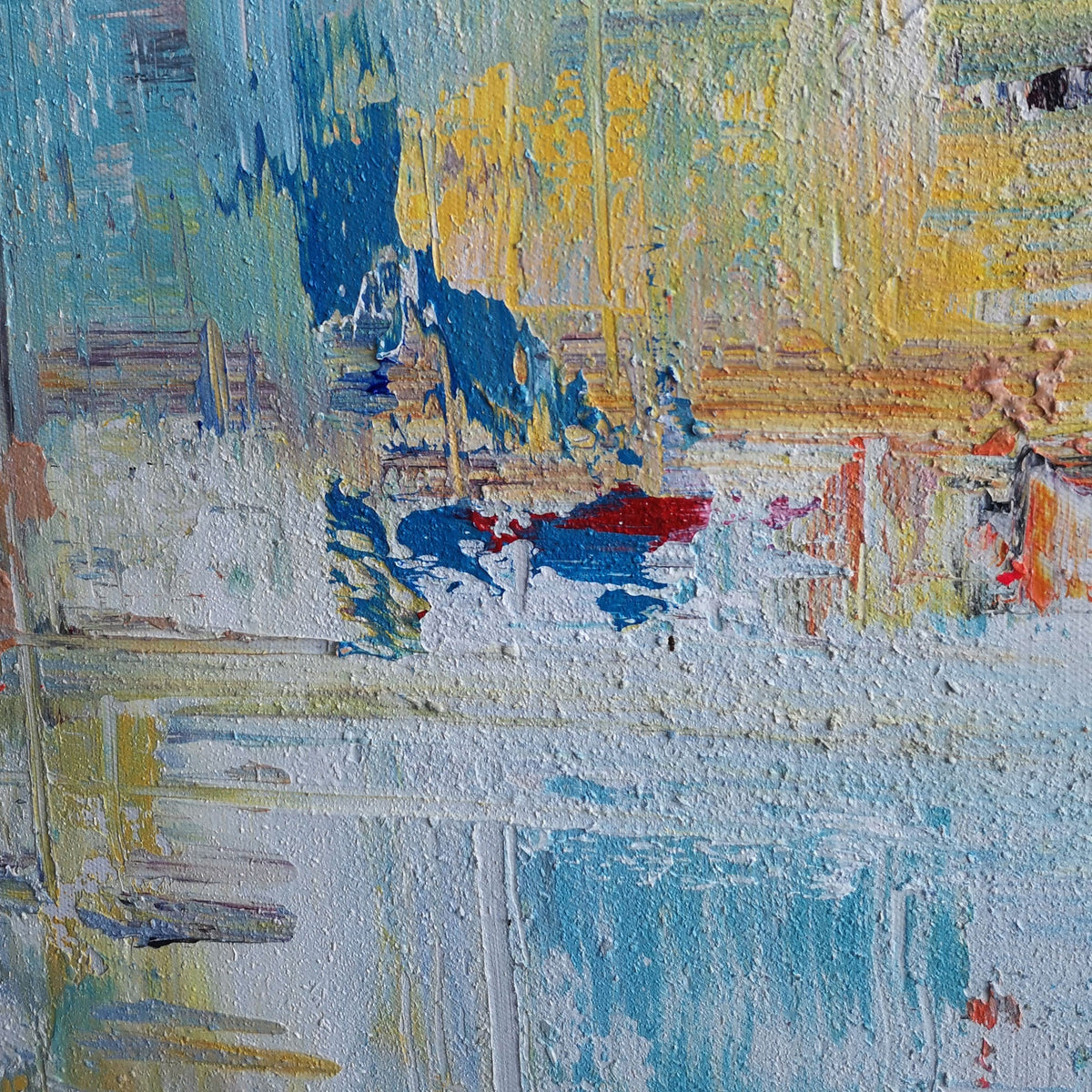 Coastal Tone Abstract Oil Painting Textured