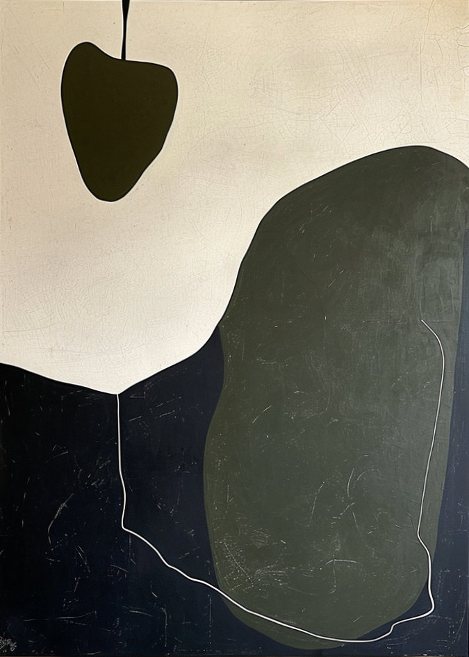 Tactile Three-Piece Oil Painting Dark Green Heart