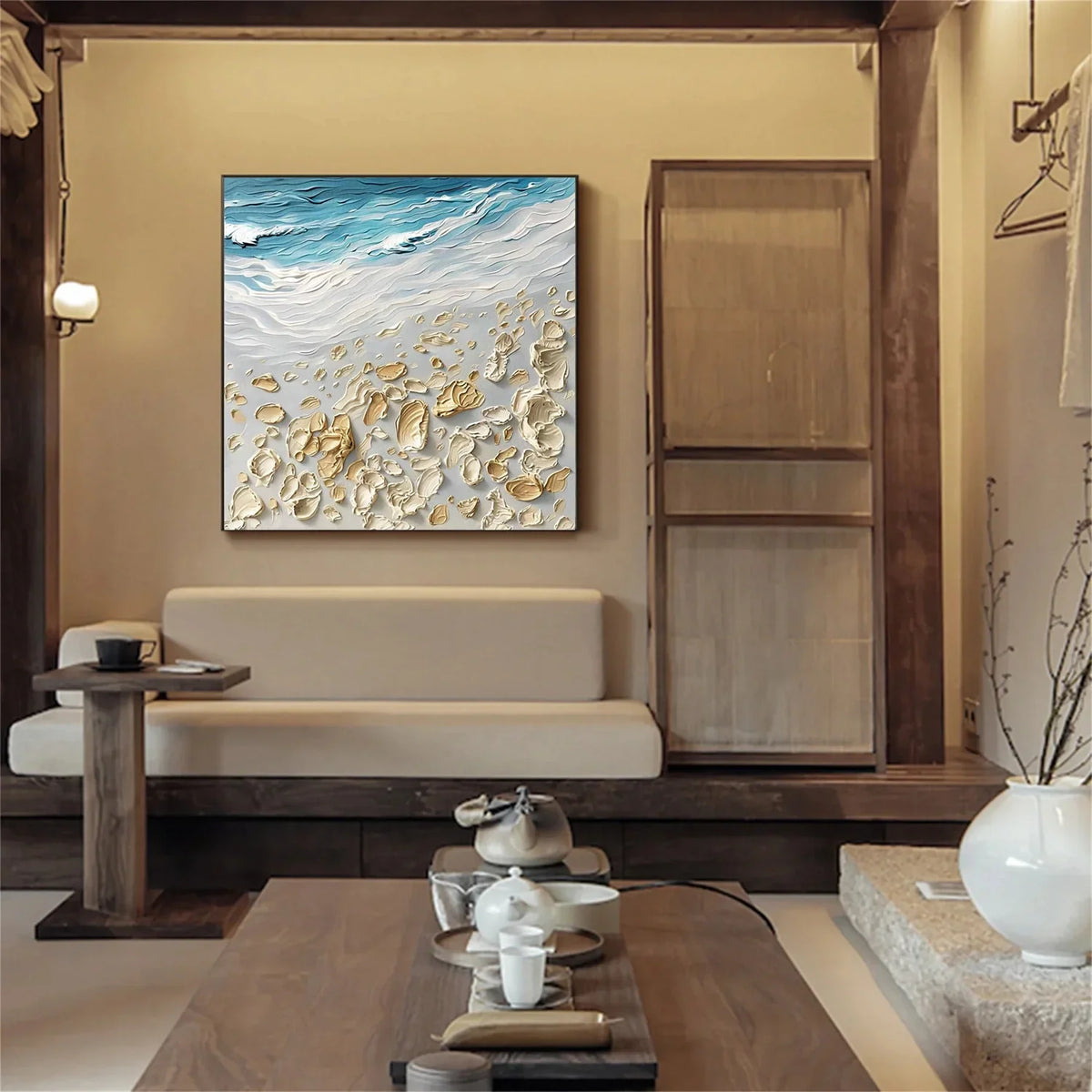 Wall Art Serene Coastal Beach Landscape Neutral