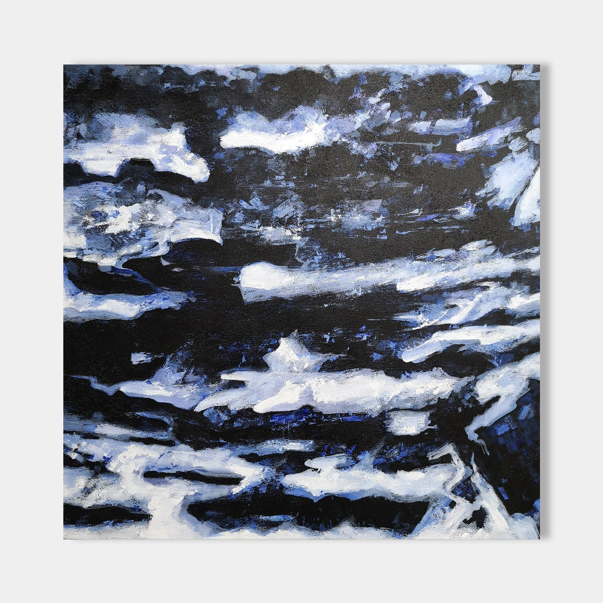 Deep Blue Blakc Abstract Painting