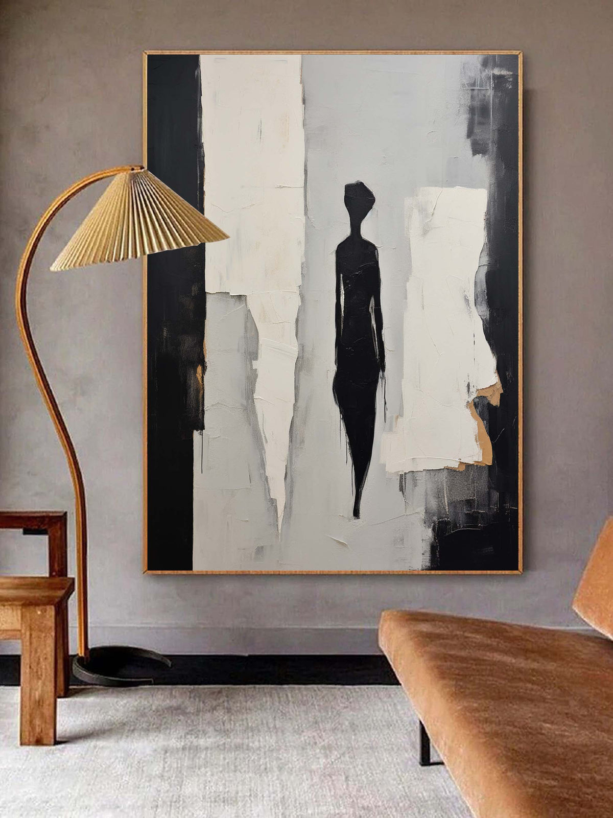 Contemporary Minimalist Textured Silhouette Figure Painting