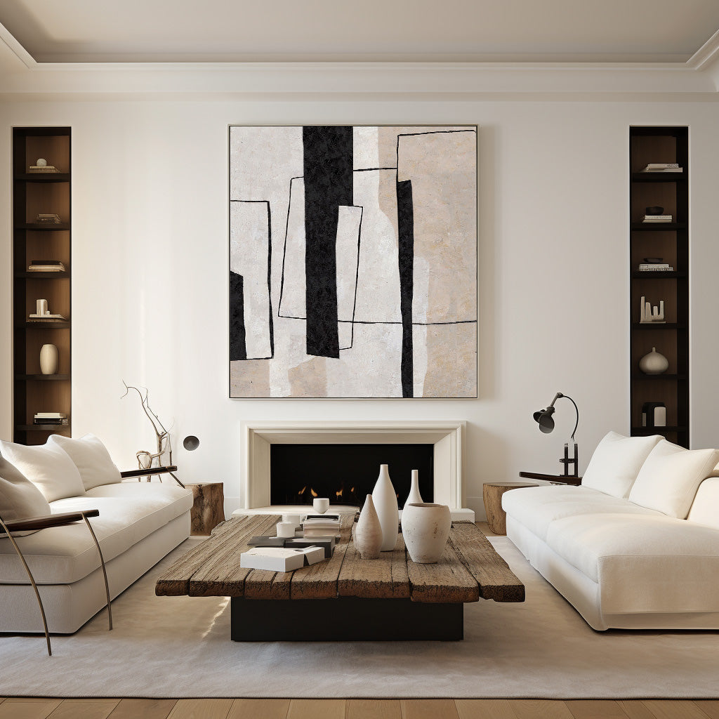 Geometric Monochrome Abstract Painting