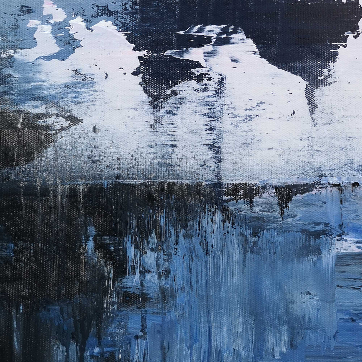 Blue‑Purple‑White Vertical Seascape Blended Impasto‑Textured Artwork