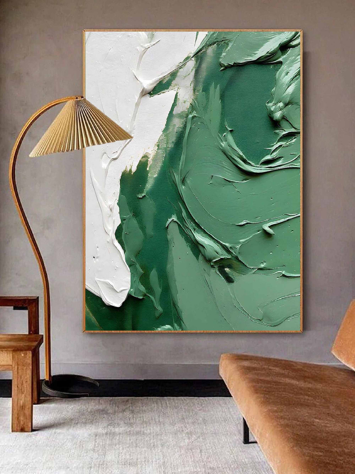 Jade Green Wave Impasto Oil Painting