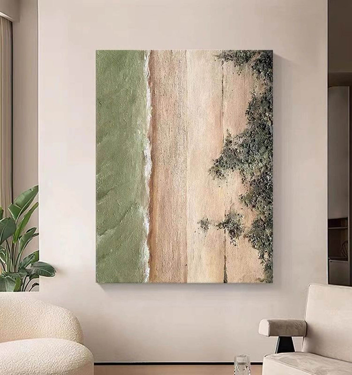 Wall Art Vertical Abstract Coastal Grove Sage