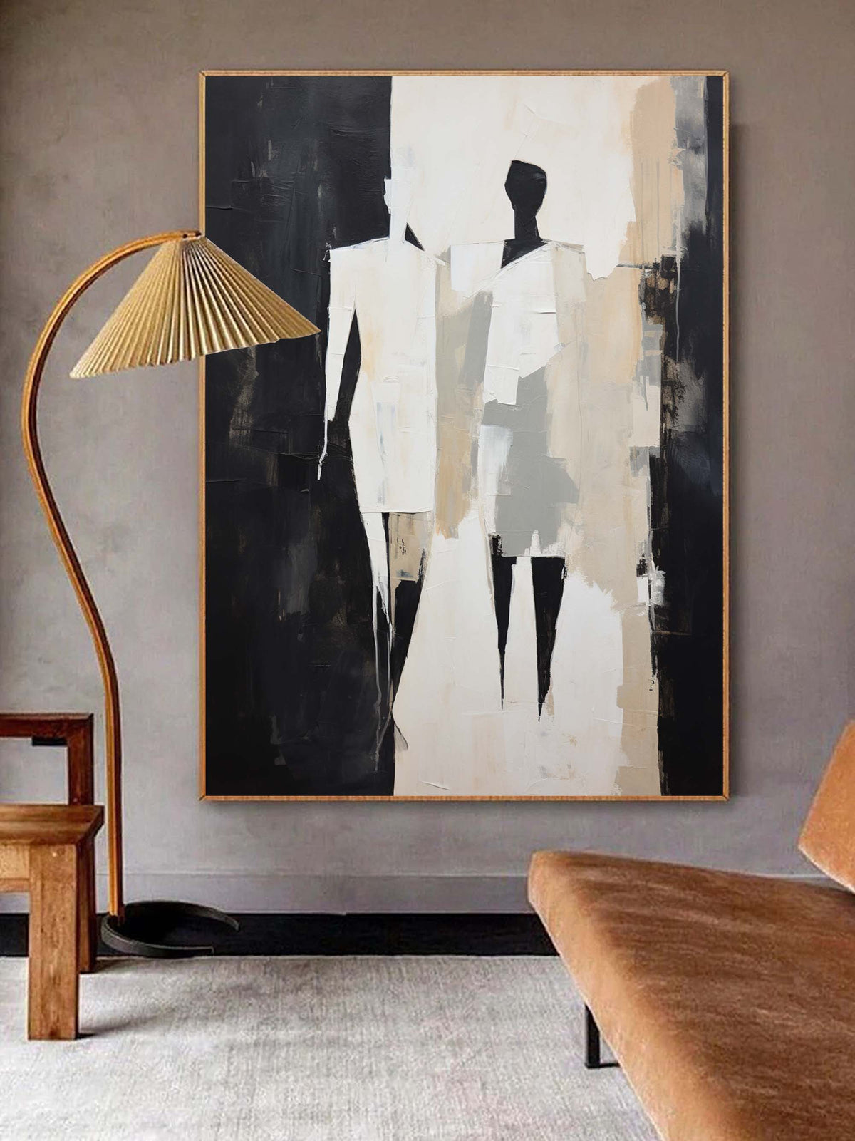 Abstract Couple Silhouette Impasto Painting