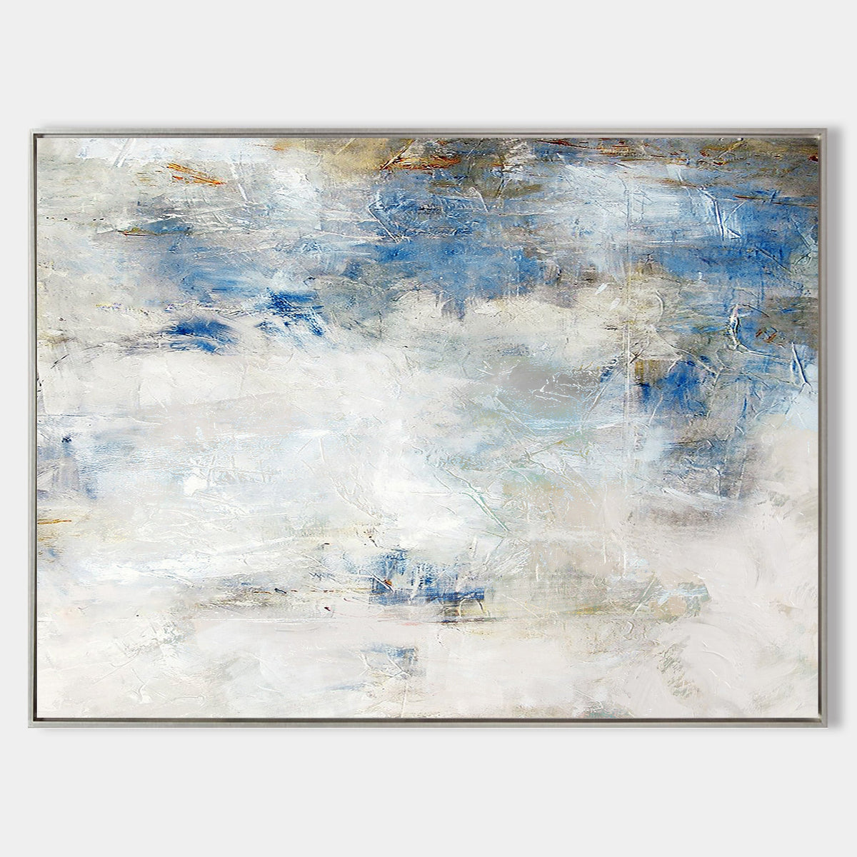 Coastal Abstract Painting Soft Blue & White