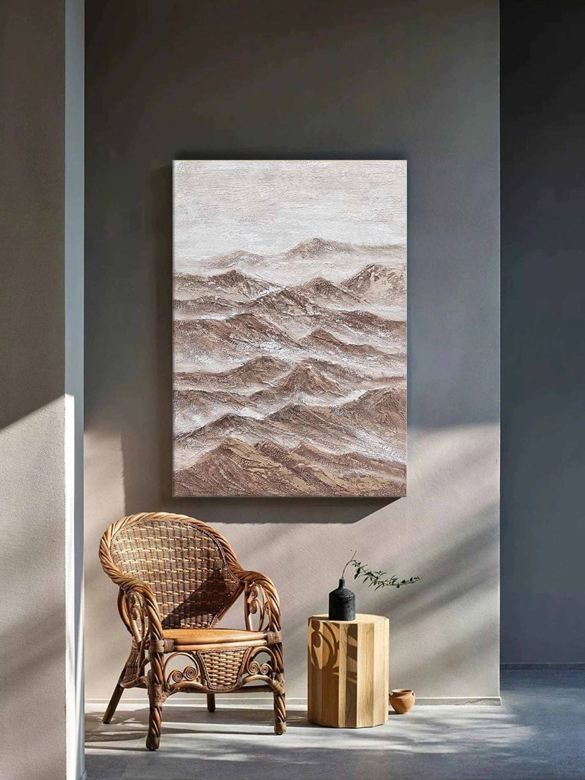 Wall Art Mountain Ranges Wabi-Sabi Textured Linen