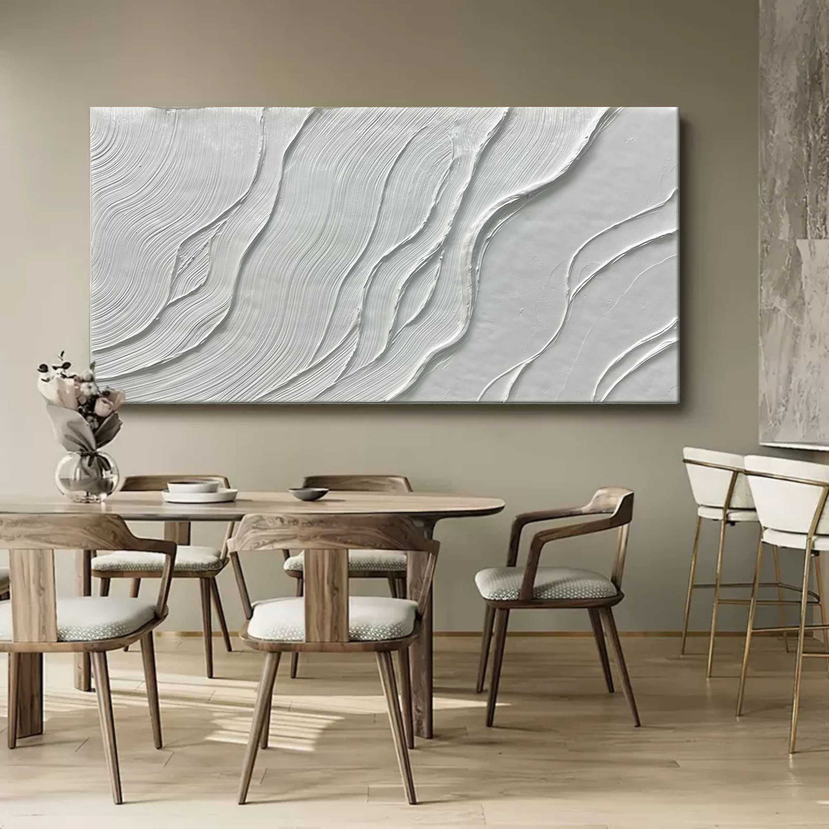 Plaster White Wave Texture Panoramic Painting