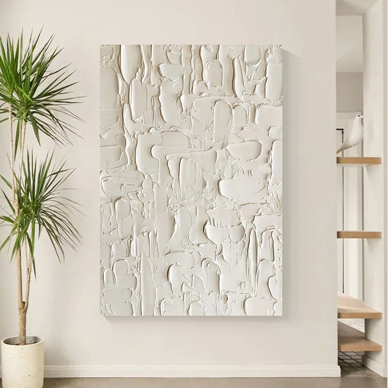 Minimalist 3D Textured White Wall Art