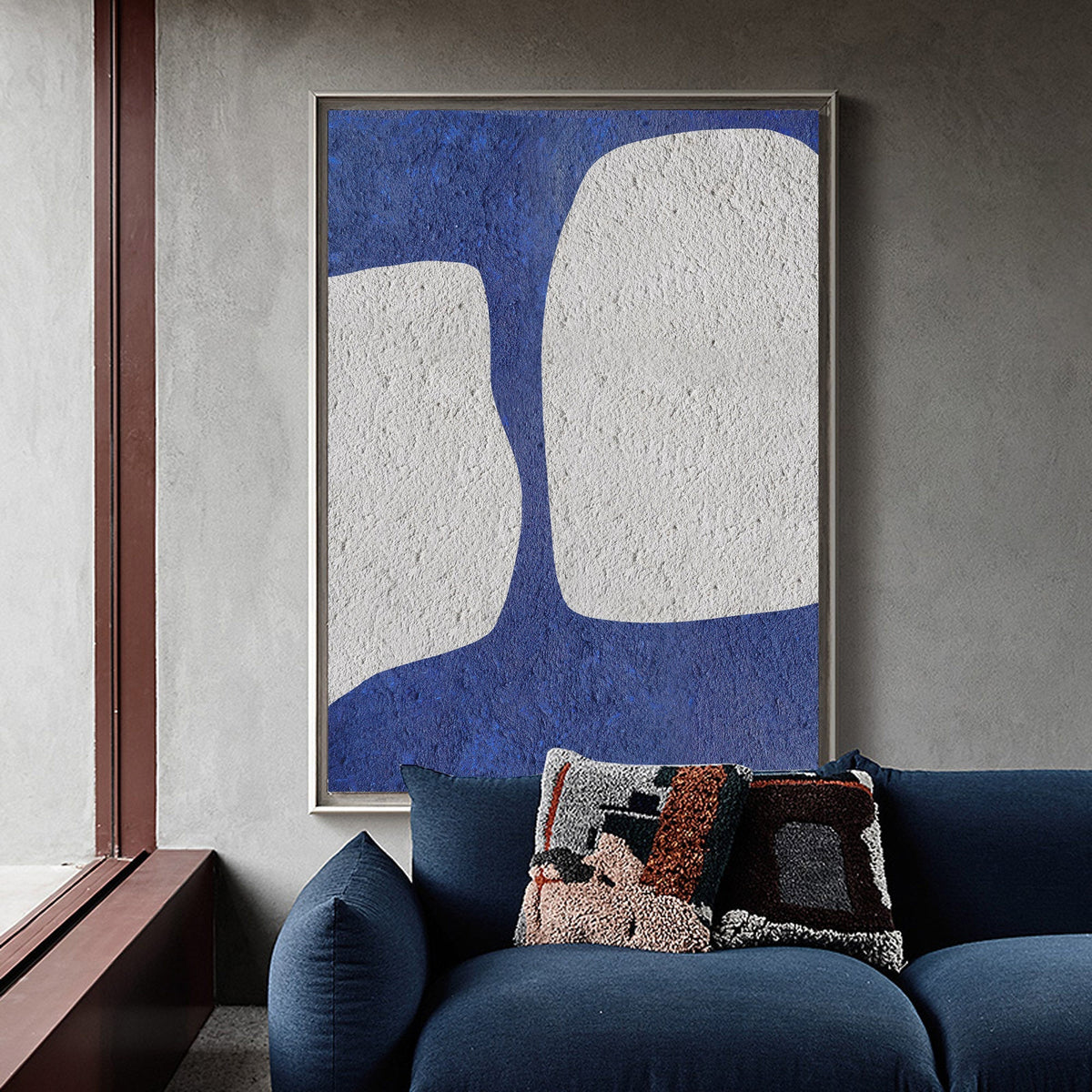 Textured Cobalt Blue Abstract Painting