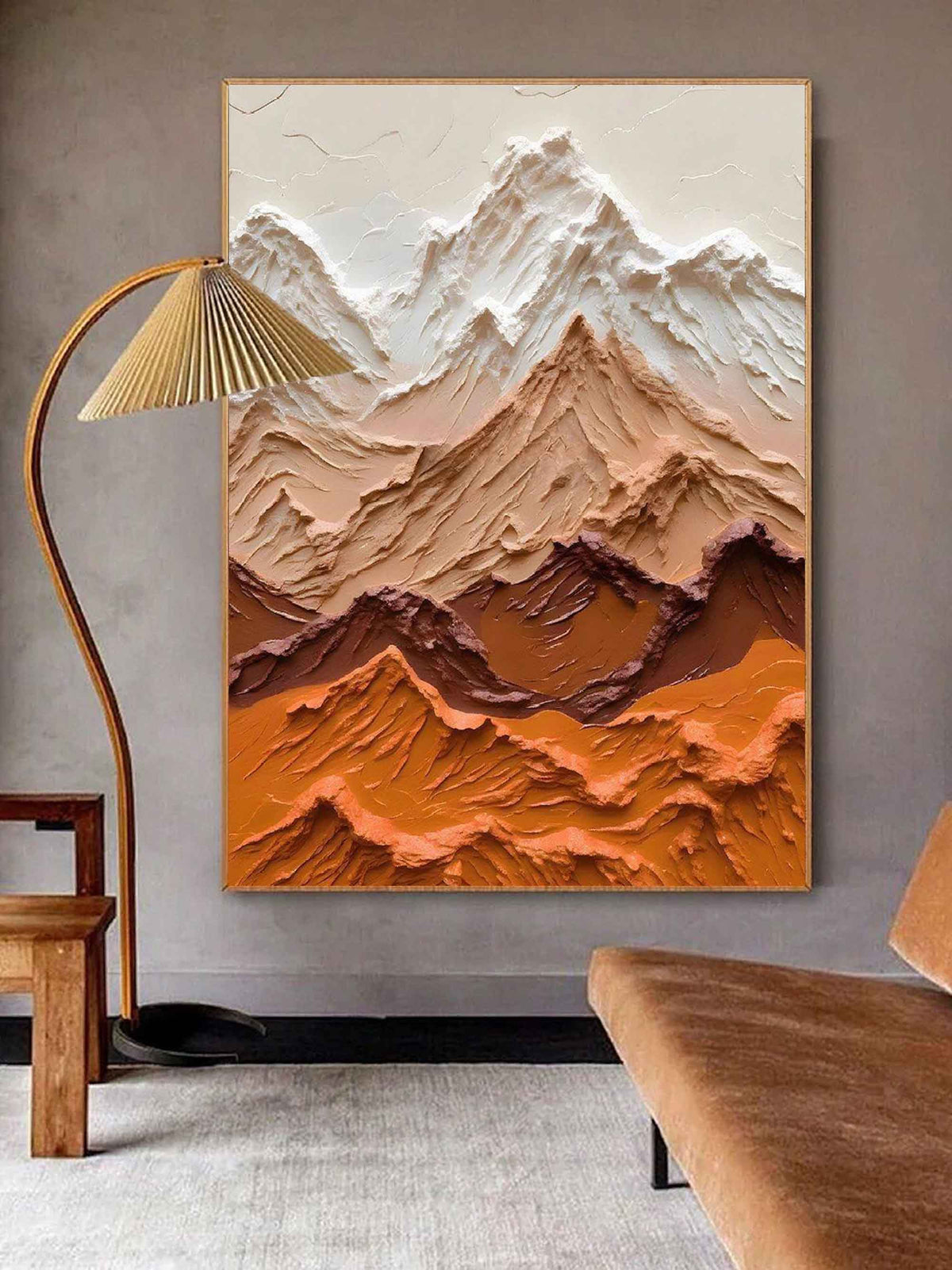 Textured Mountain Range Oil Painting