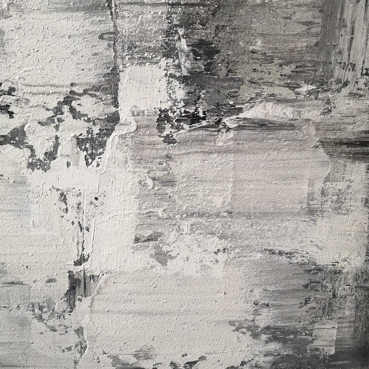 Black‑White‑Grey Vertical Abstract Rugged Impasto‑Textured Artwork