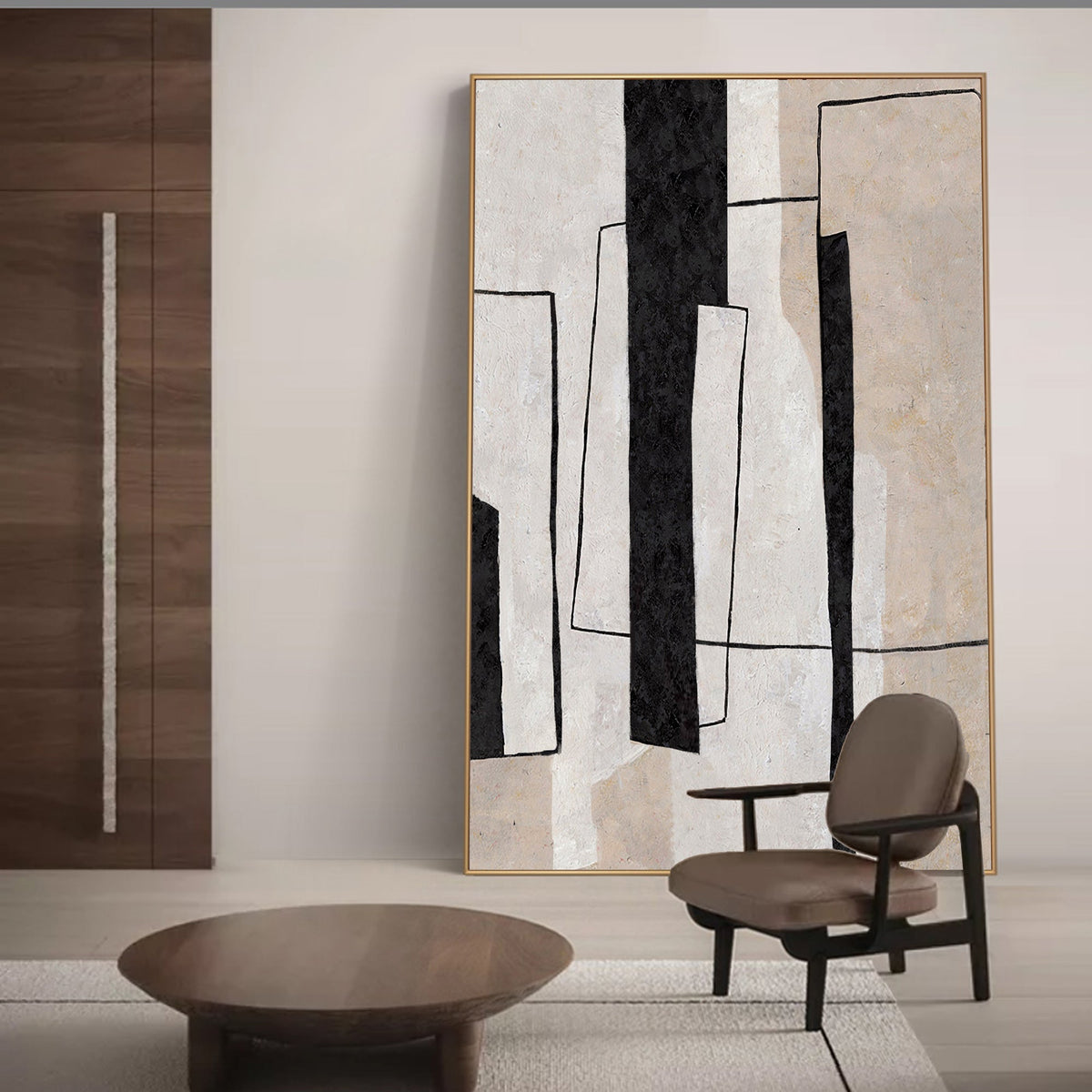 Geometric Monochrome Abstract Painting
