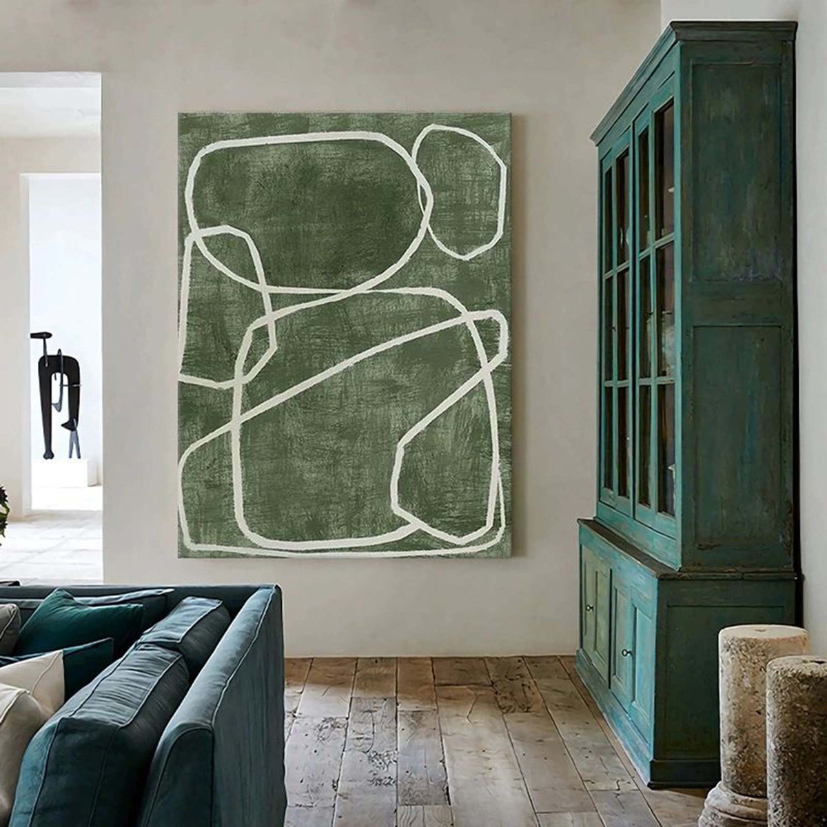 Green Abstract Organic Shapes Painting