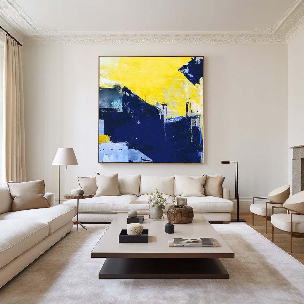 Blue Yellow Abstract Painting
